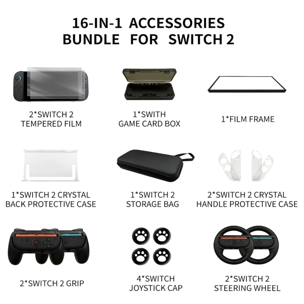 Handheld Gaming Case with Accessories - Black